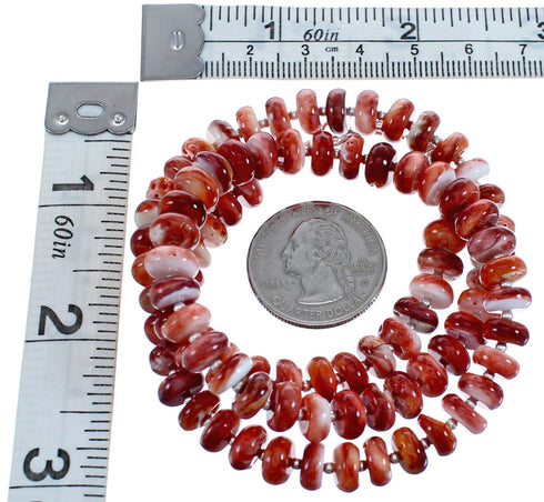 Southwest Sterling Silver Red Oyster Shell Bead Necklace BX120529