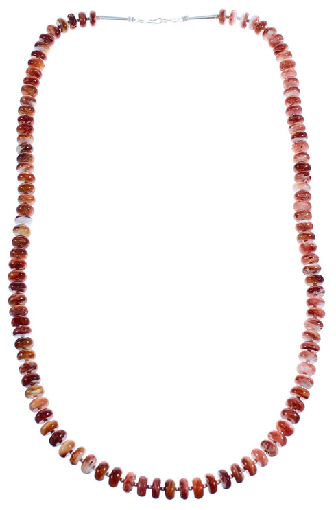 Sterling Silver Southwestern Red Oyster Shell Bead Necklace BX120530