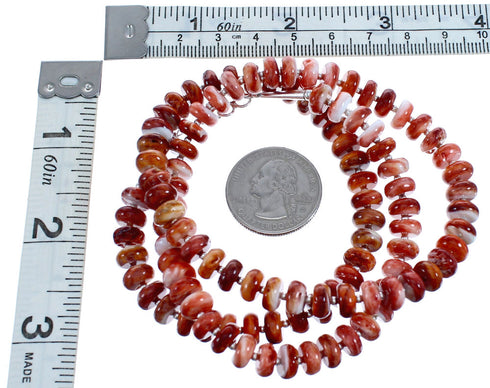 Sterling Silver Southwestern Red Oyster Shell Bead Necklace BX120530