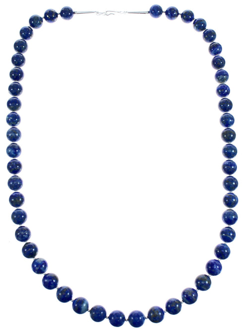 Southwest Authentic Sterling Silver Bead Lapis Necklace BX120534