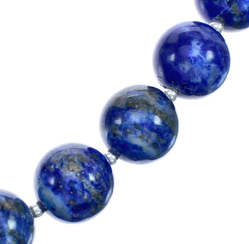 Southwest Authentic Sterling Silver Bead Lapis Necklace BX120534