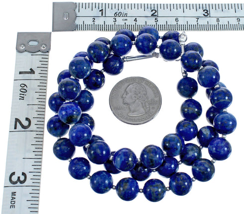 Southwest Authentic Sterling Silver Bead Lapis Necklace BX120534