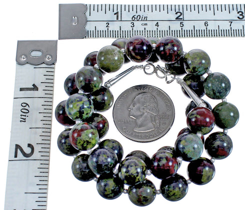 Southwest Authentic Sterling Silver Dragon Blood AgateBead Necklace BX120536
