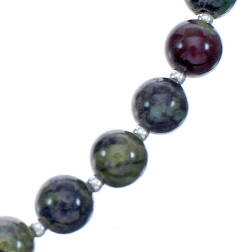 Southwestern Dragon Blood Jasper Sterling Silver Beaded Necklace BX120581