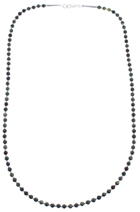 Dragon Blood Jasper Authentic Sterling Silver Beaded Necklace BX120582
