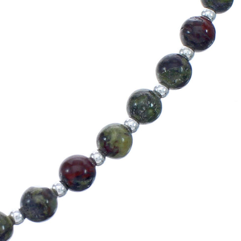 Dragon Blood Jasper Authentic Sterling Silver Beaded Necklace BX120582