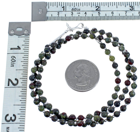 Dragon Blood Jasper Authentic Sterling Silver Beaded Necklace BX120582