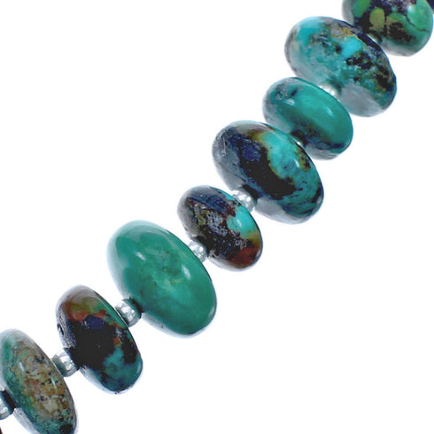 Southwest Turquoise And Genuine Sterling Silver Graduating Bead Necklace BX120250