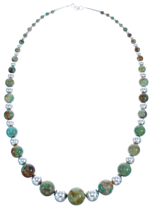 Graduating Kingman Turquoise And Genuine Sterling Silver Southwest Bead Necklace BX120252