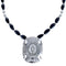 Onyx Sterling Silver Navajo Bead Necklace With Pendant BX120469