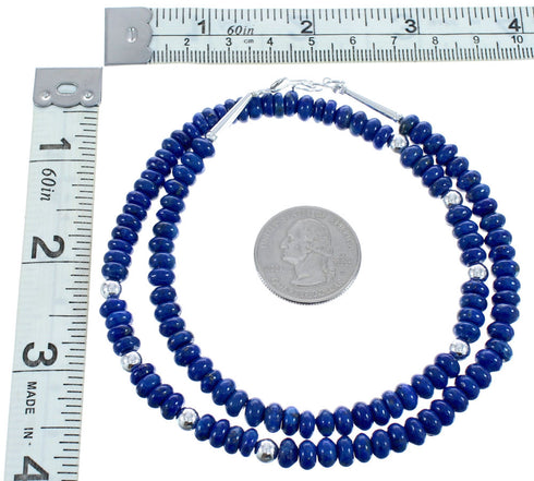 Southwestern Sterling Silver And Lapis Bead Necklace BX120735