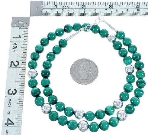 Southwestern Sterling Silver And Malachite Bead Necklace BX120737