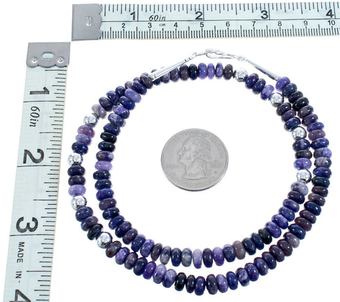 Southwestern Sterling Silver And Charoite Bead Necklace BX120738