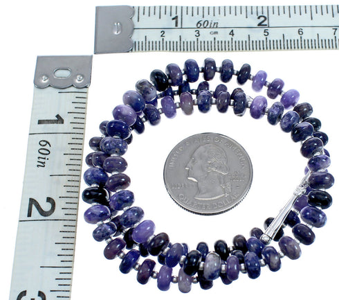 Charoite Sterling Silver 20" Bead Necklace KX120980