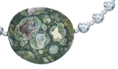 Sterling Silver Unakite Bead Necklace KX120990