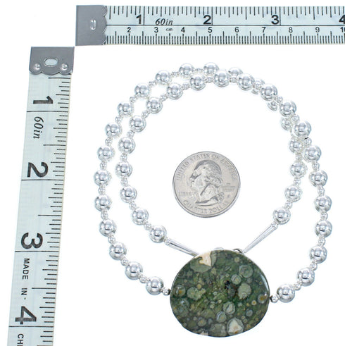 Sterling Silver Unakite Bead Necklace KX120990