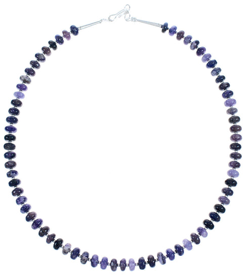 Charoite Sterling Silver 16" Bead Necklace KX120978