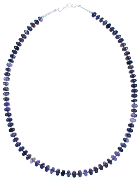 Charoite Sterling Silver 18" Bead Necklace KX120979