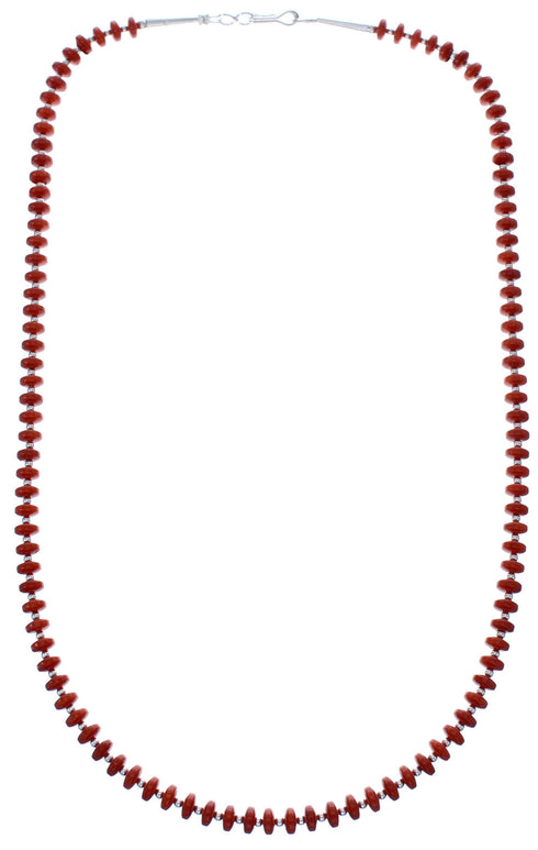 Coral Sterling Silver 20" Bead Necklace KX121073