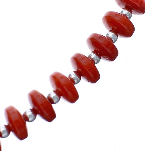 Coral Sterling Silver 20" Bead Necklace KX121073