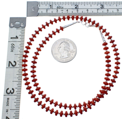 Coral Sterling Silver 20" Bead Necklace KX121073