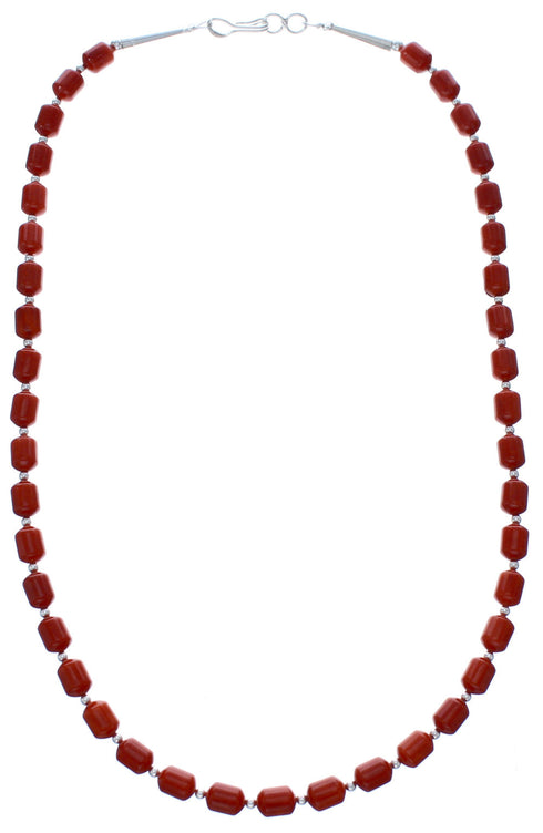 Southwestern Sterling Silver Coral 18" Bead Necklace KX121067