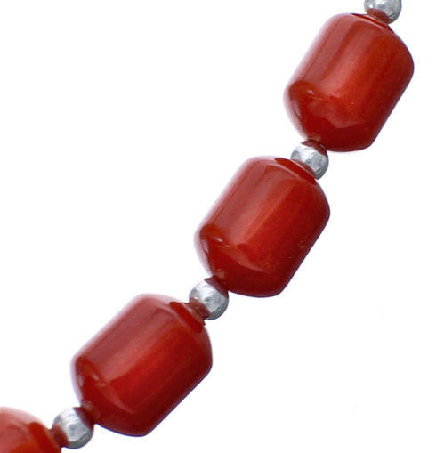 Southwestern Sterling Silver Coral 18" Bead Necklace KX121067