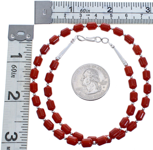 Southwestern Sterling Silver Coral 18" Bead Necklace KX121067