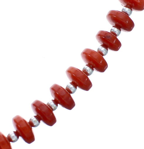 Southwestern Sterling Silver Coral 16" Bead Necklace KX121071