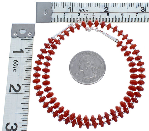 Southwestern Sterling Silver Coral 16" Bead Necklace KX121071