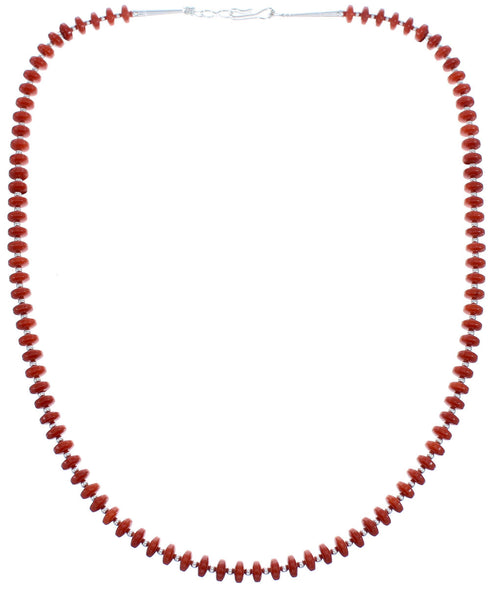Coral Sterling Silver 18" Bead Necklace KX121072