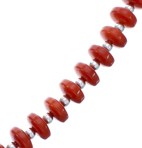 Coral Sterling Silver 18" Bead Necklace KX121072