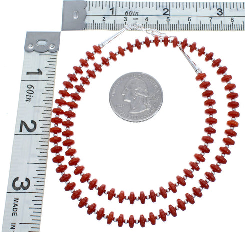 Coral Sterling Silver 18" Bead Necklace KX121072