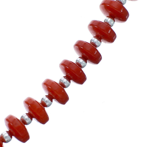 Coral Sterling Silver 24" Bead Necklace KX121074