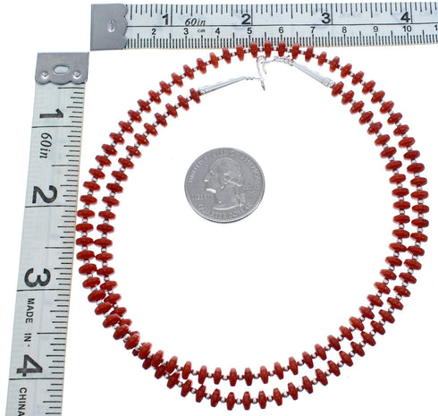 Coral Sterling Silver 24" Bead Necklace KX121074