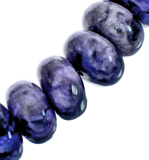 Charoite Sterling Silver 18" Bead Necklace KX121077