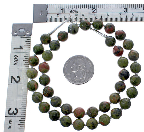 Unakite Sterling Silver Bead Necklace KX121085