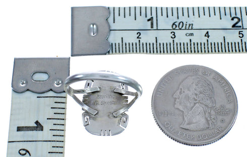 Coral And Sterling Silver Navajo Ring Size 7-3/4 RX113326