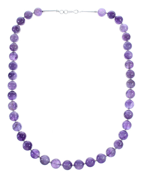 Sterling Silver Amethyst Bead Necklace KX121147