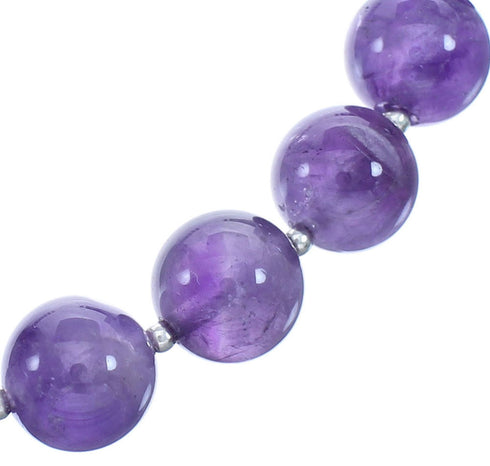 Sterling Silver Amethyst Bead Necklace KX121147