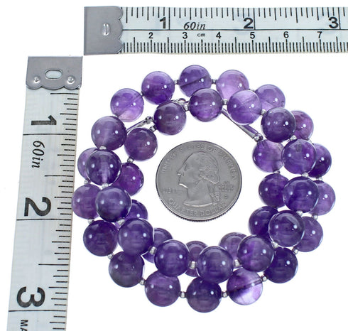 Sterling Silver Amethyst Bead Necklace KX121147