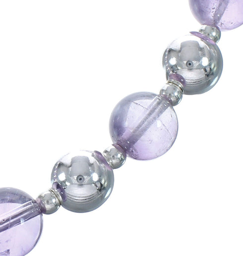 Sterling Silver And Amethyst Bead Necklace AX121647