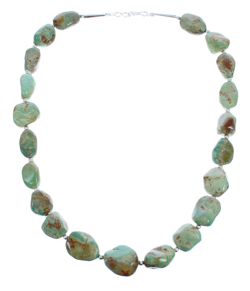 Southwest Turquoise Sterling Silver Bead Necklace JX121534
