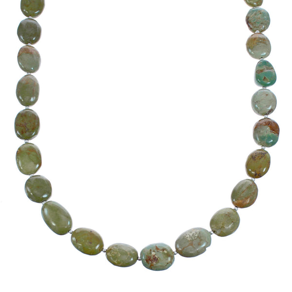 Southwestern Genuine Sterling Silver Green Turquoise Bead Necklace JX151521