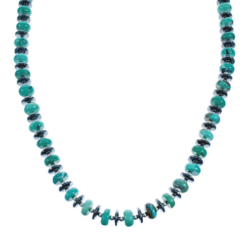 Turquoise & Hematite Sterling Silver Bead Necklace JX121530