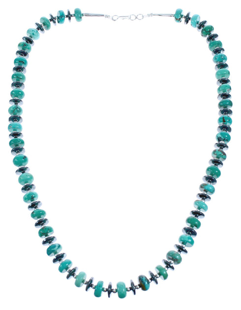 Turquoise & Hematite Sterling Silver Bead Necklace JX121530