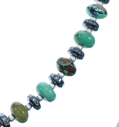Southwestern Sterling Silver, Turquoise, and Hematite Bead Necklace JX121535