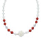 Coral and Fresh Water Pearl Sterling Silver Bead Necklace KX121309