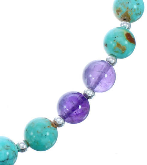 Southwestern Sterling Silver And Amethyst Bead Necklace JX121631