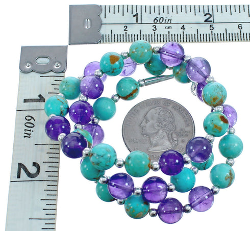 Southwestern Sterling Silver And Amethyst Bead Necklace JX121631